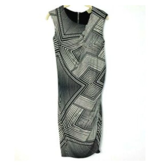Torn by Ronny Kobo Size Small Ruched Dress Sheath Geometric Bodycon Sleeveless - Picture 1 of 8